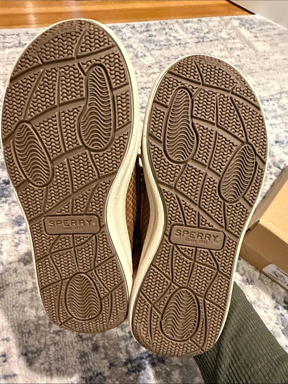 Sperry Kids Tan Leather Boat Shoes with Patterned Laces